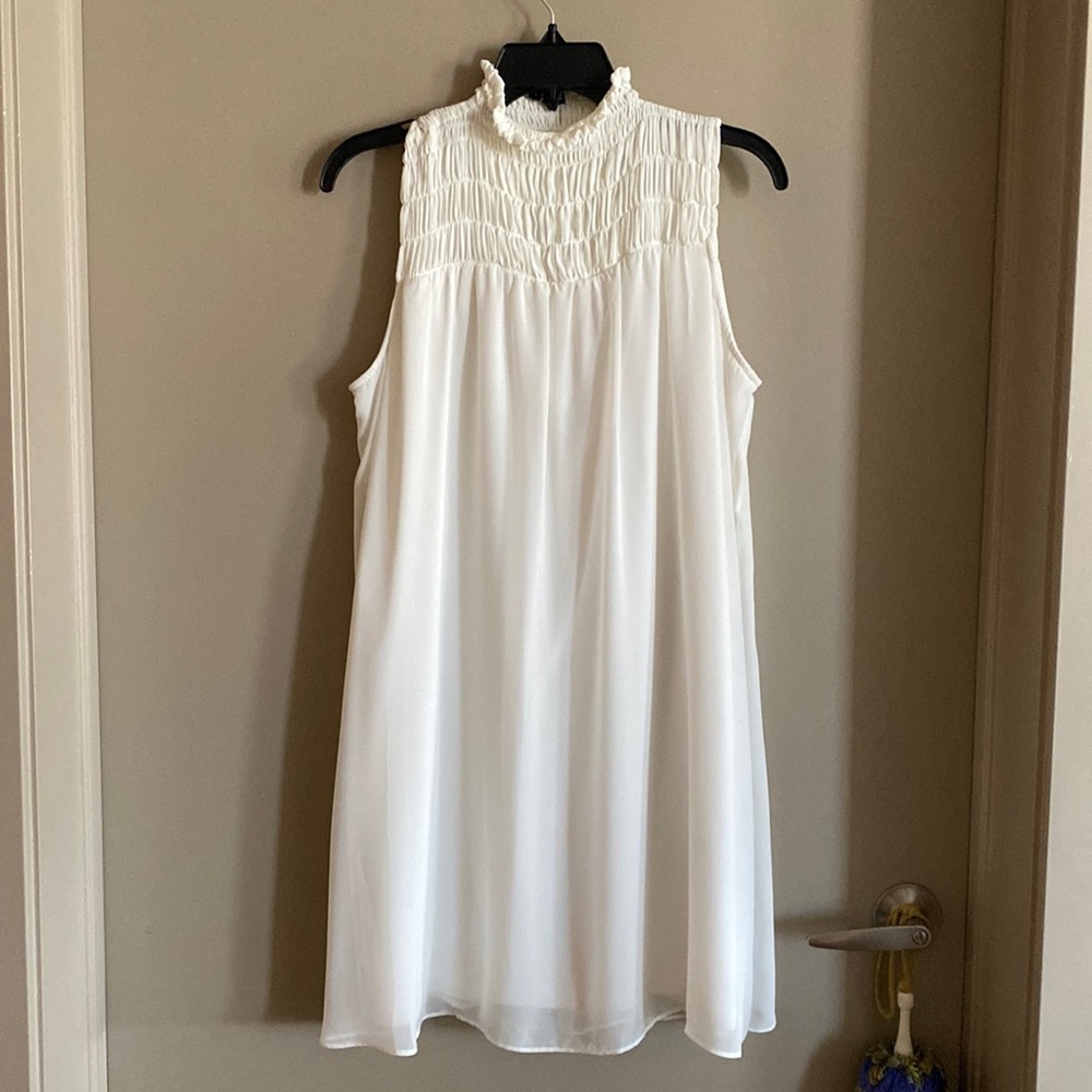 State Sheer Sleeveless Mock Turtleneck Dress